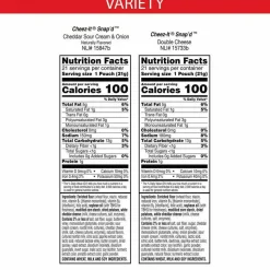 Cheez-It Snap'd Crackers Variety Pack, Cheddar Sour Cream and Onion; Double Cheese, 0.75 oz Bag, 42/Carton