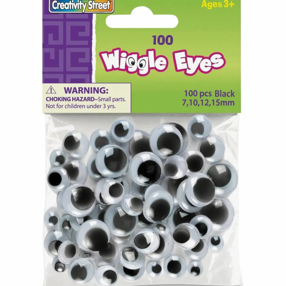 Chenille Kraft Creativity Street Wiggle Eyes, Assorted Sizes, Black/White, Pack of 100