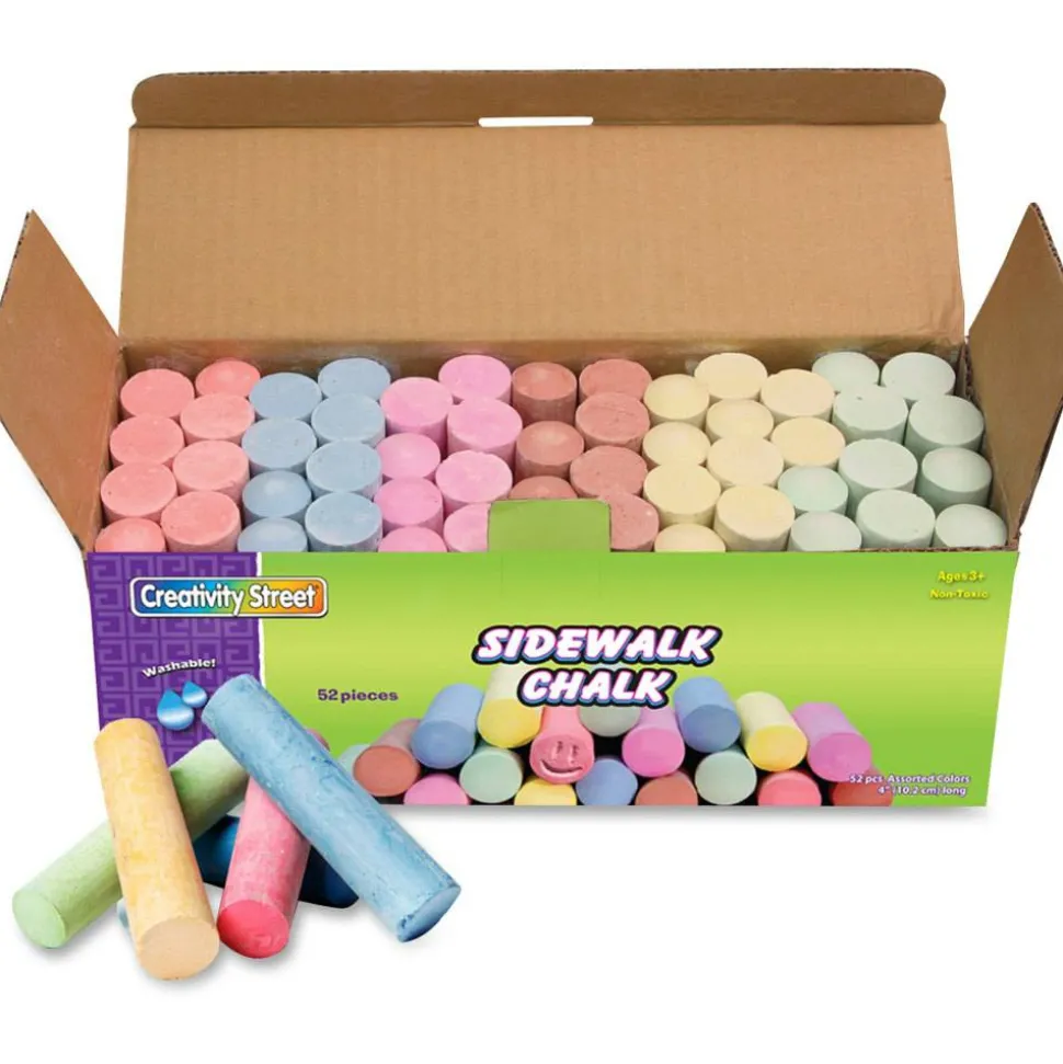 Chenille Kraft Creativity Street Jumbo Sidewalk Chalk, 4" x 1", Assorted Colors, Case Of 52