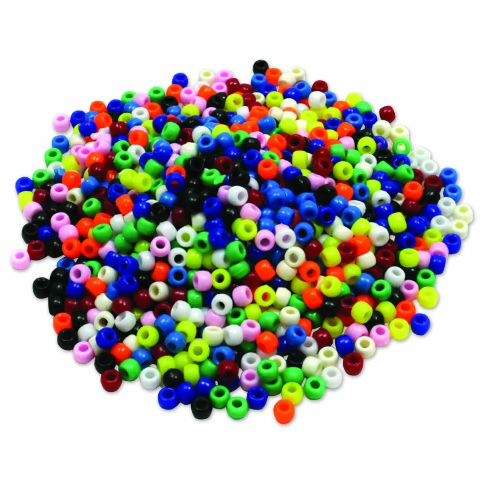Chenille Kraft Pony Beads, 6 mm x 9 mm, Assorted Colors, Pack Of 1,000
