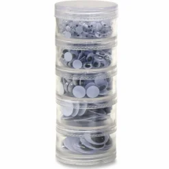 Chenille Kraft Wiggle Eyes, Assorted, Black/White, Stackable Jar of 560