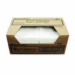 Chicopee Durawipe Shop Towels, 13 x 15, Flat, White, 300/Carton