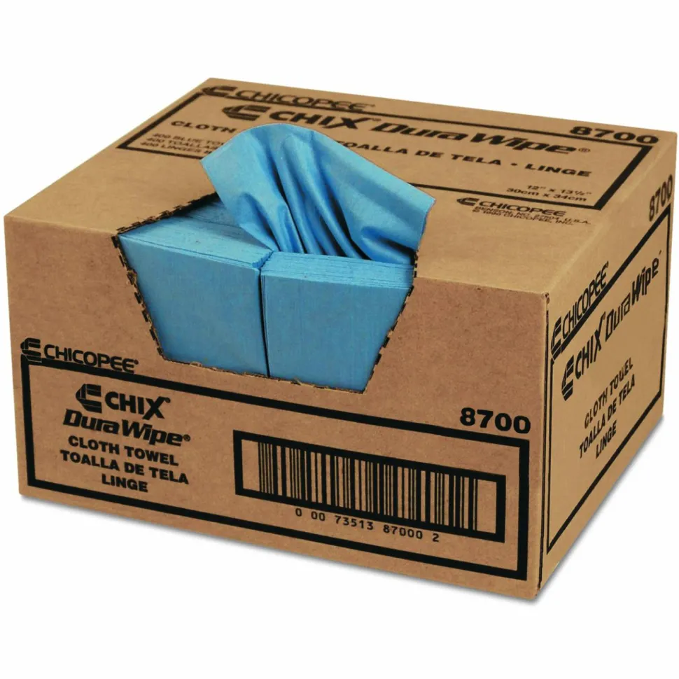 Chicopee VeraClean Critical Cleaning Wipes, Smooth Texture, 1/4 Fold, 1-Ply, 12 x 13, Unscented, Blue, 400/Carton