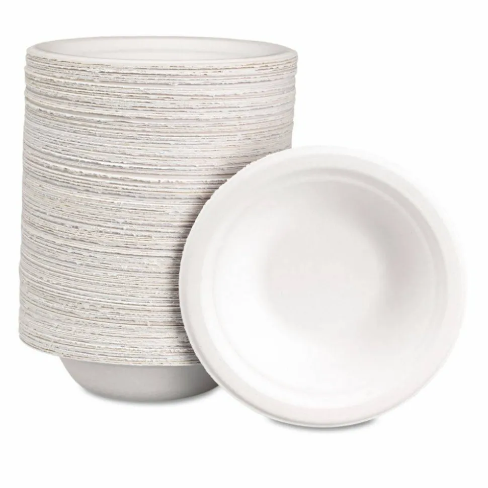 Chinet Classic Bowls, 12 Oz, 100% Recycled, White, 125 Bowls Per Pack, Case Of 8 Packs