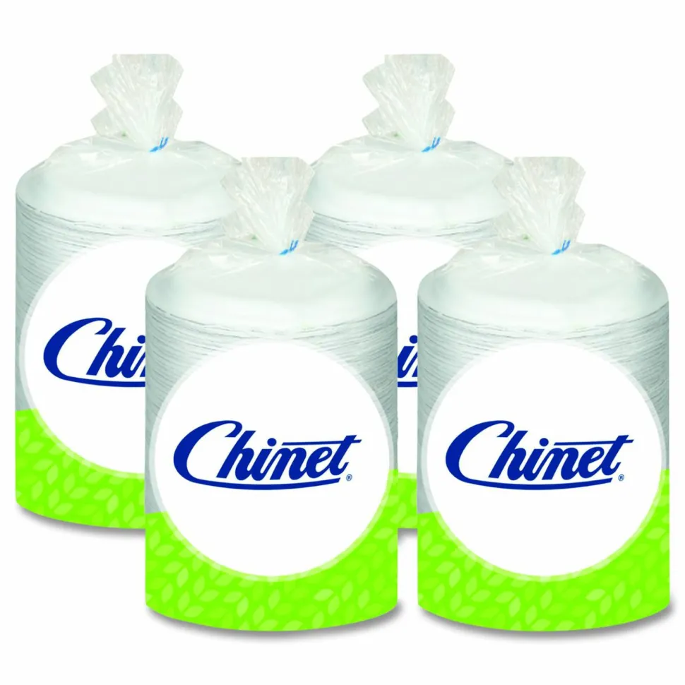Chinet Classic Paper Dinnerware, Plate, 9.75" dia, White, 125/Pack, 4 Packs/Carton