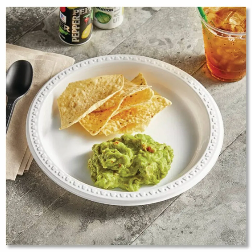 Chinet Heavyweight Plastic Plates, 9" dia, White, 125/Pack, 4 Packs/Carton
