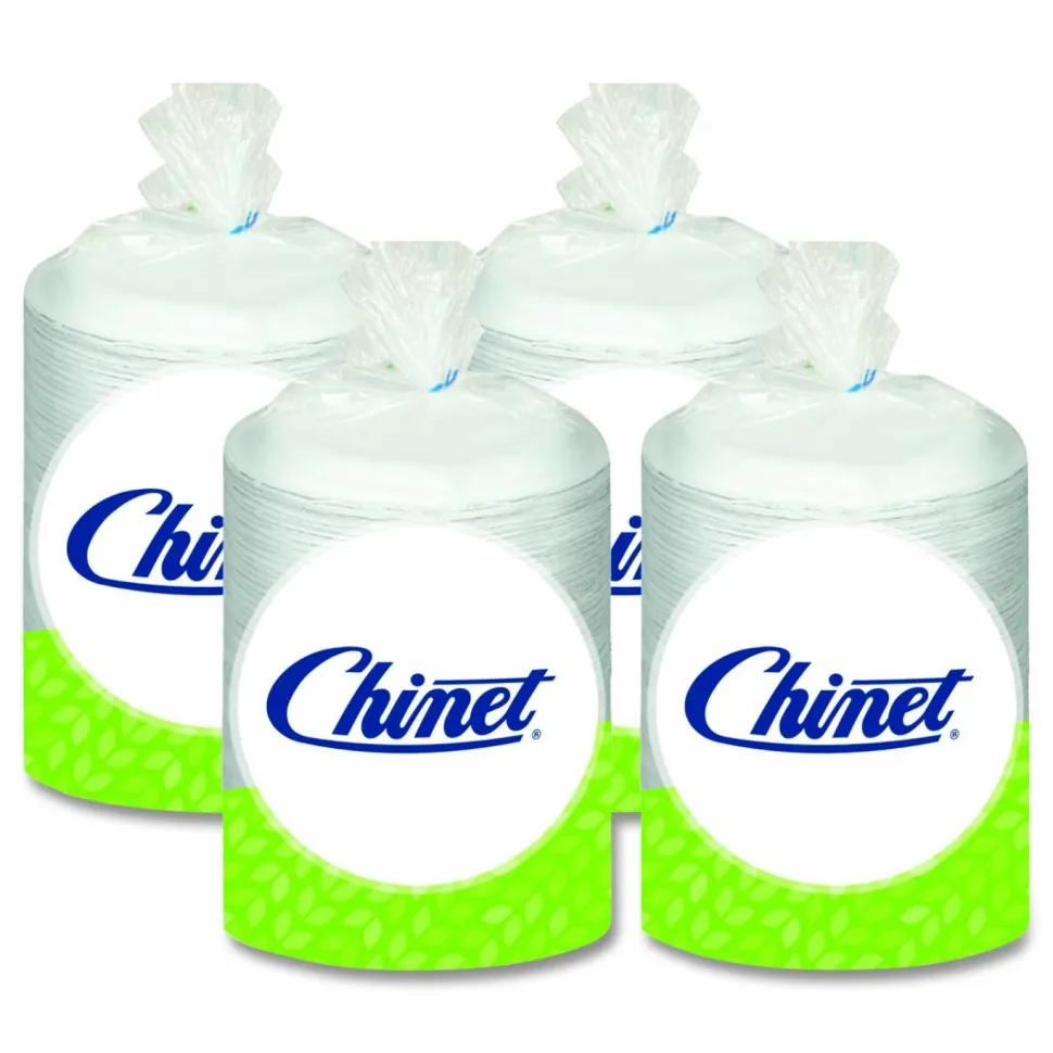 Chinet Heavyweight Plastic Plates, 9" dia, White, 125/Pack, 4 Packs/Carton