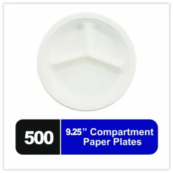 Chinet Paper Dinnerware, 3-Compartment Plate, 9.25