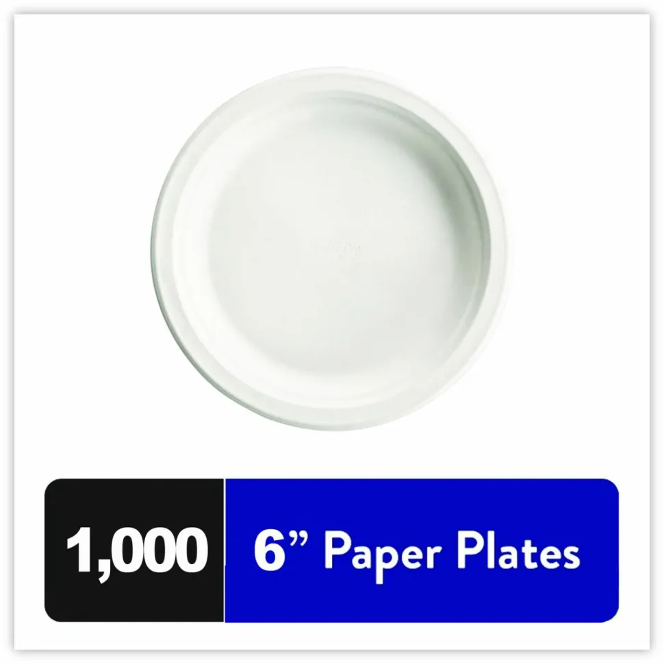 Chinet Paper Dinnerware, Plate, 6" dia, White, 1,000/Carton