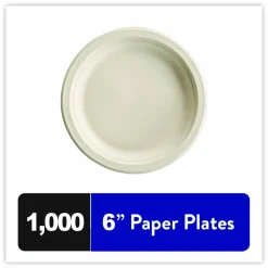 Chinet PaperPro Naturals Molded Fiber Dinnerware Round Plates, 6