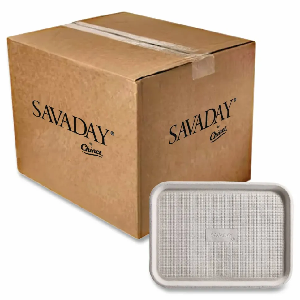 Chinet Savaday Molded Fiber Flat Food Tray, 16 x 12, White, Paper, 200/Carton