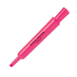 Chisel-Tip Highlighter, 100% Recycled Plastic Barrel, Fluorescent Pink, Pack Of 12