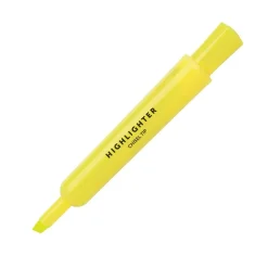 Chisel-Tip Highlighters, 100% Recycled Plastic Barrel, Fluorescent Yellow, Pack Of 12