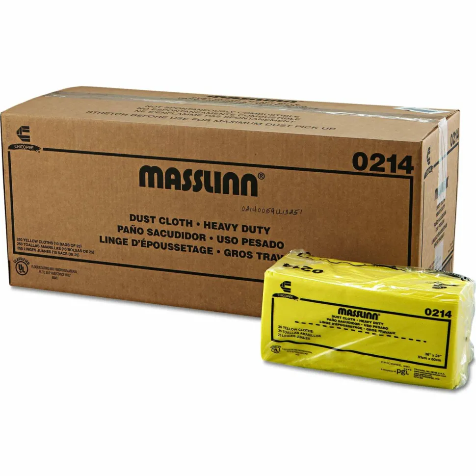 Chix Masslinn Dust Cloths, 1-Ply, 24 x 40, Unscented, Yellow, 25/Bag, 10 Bags/Carton