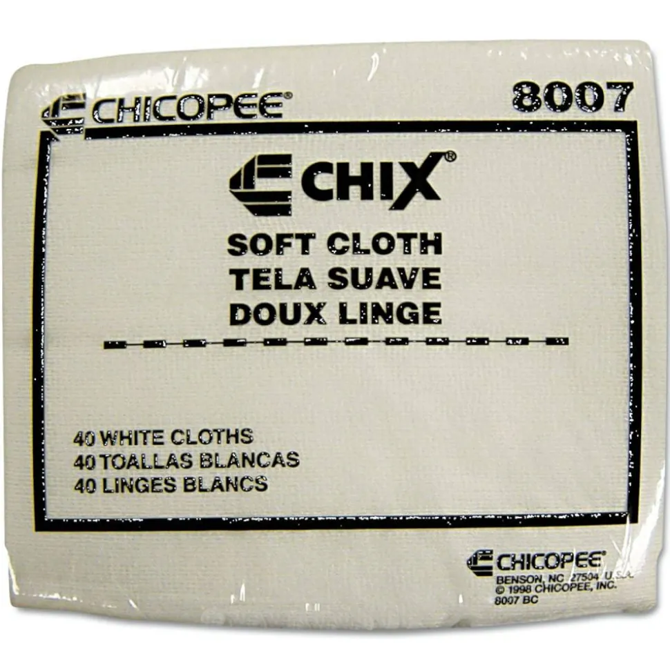 Chix Soft Cloths, 13 x 15, White, 40/Pack, 30 Packs/Carton