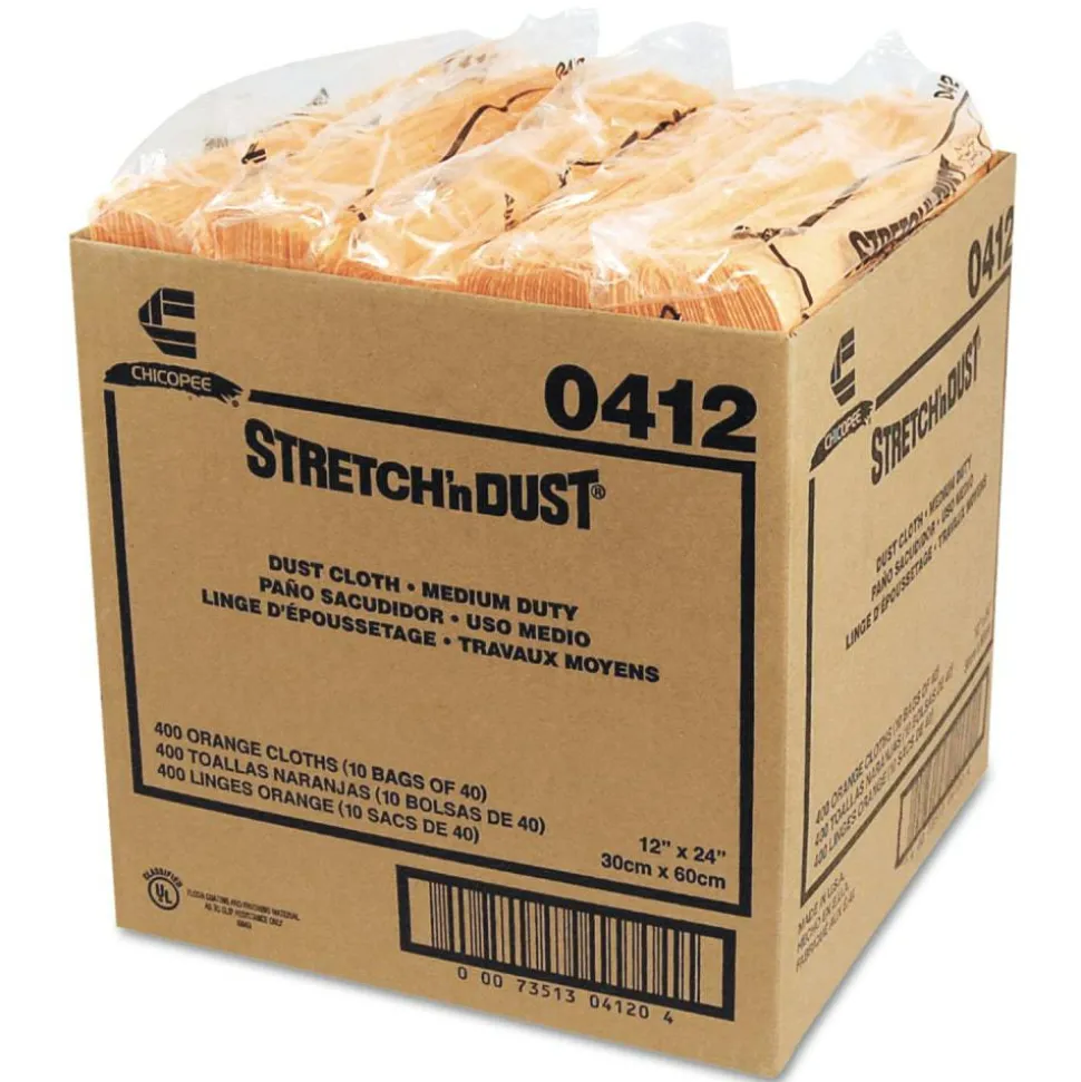 Chix Stretch 'n Dust Cloths, 11.63 x 24, Yellow, 40 Cloths/Pack, 10 Packs/Carton