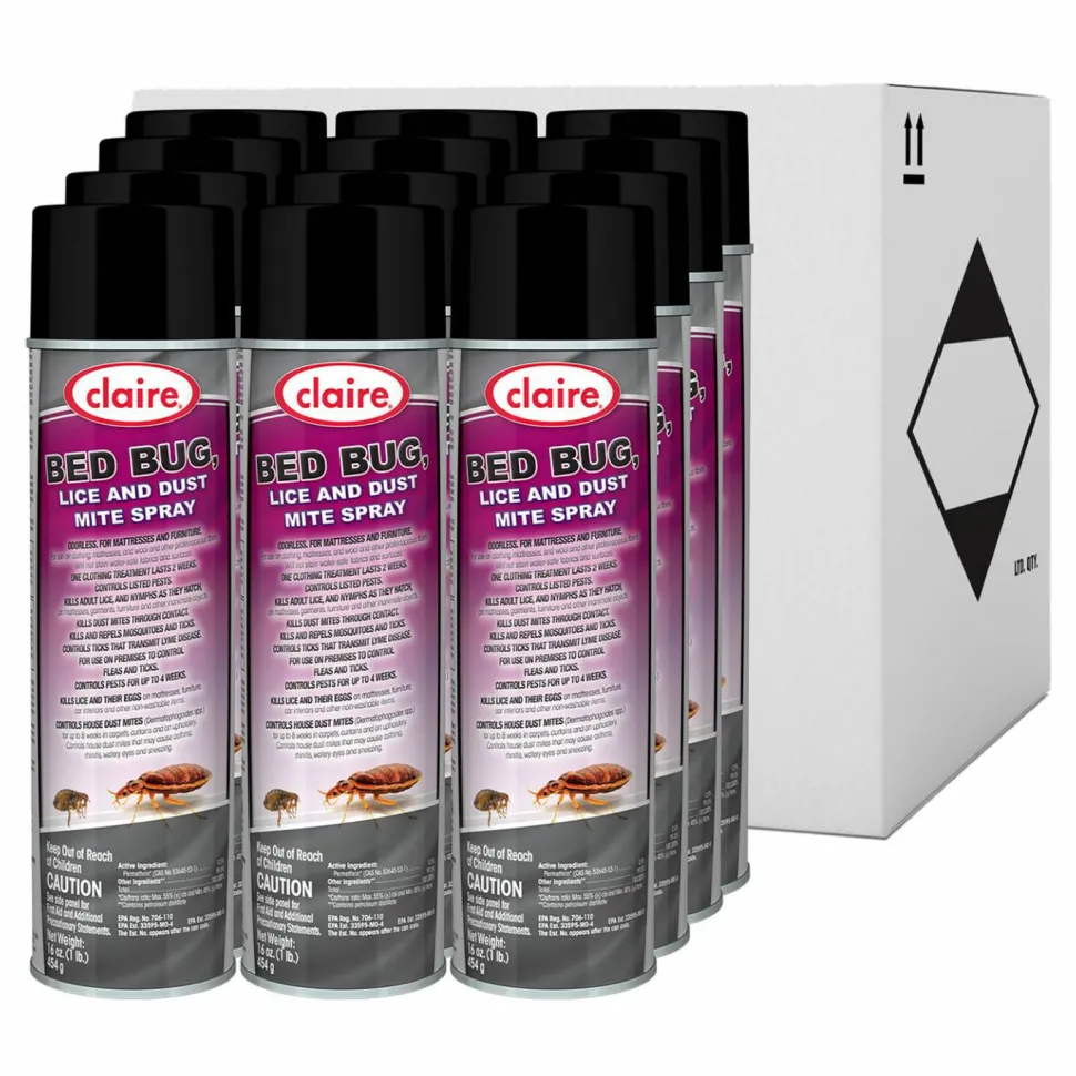 Claire Bed Bug Killer, 16 oz Aerosol Spray, 12/Carton