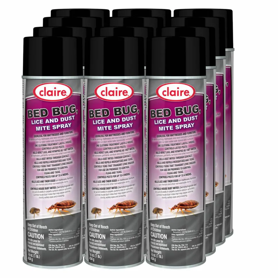 Claire Bed Bug Killer, 16 oz Aerosol Spray, 12/Carton