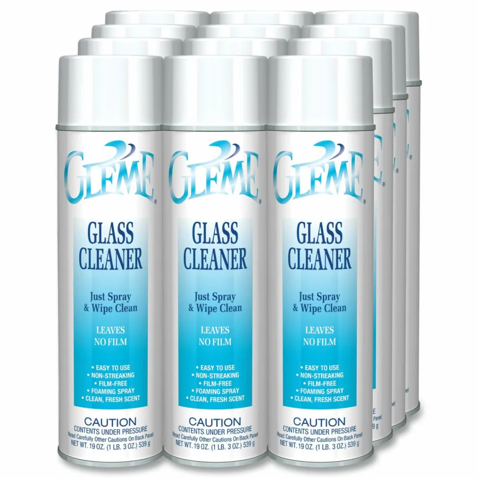 Claire Gleme Glass Cleaner, 19 oz Aerosol Spray, Dozen