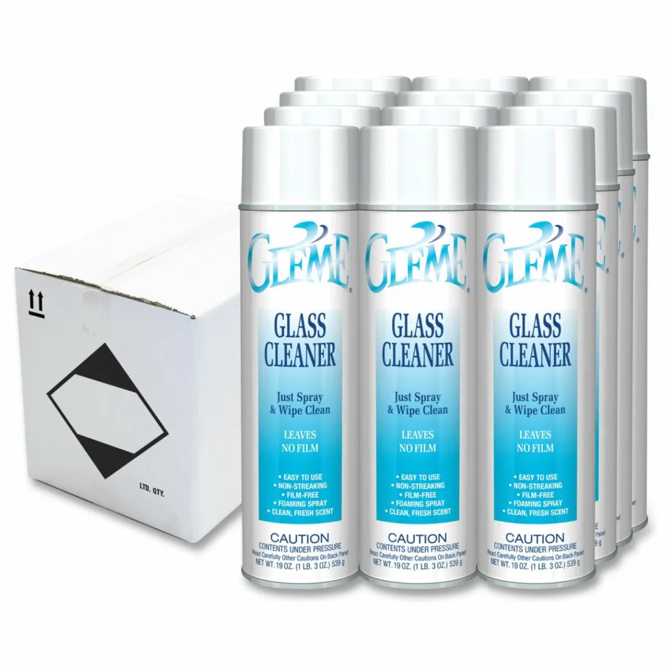 Claire Gleme Glass Cleaner, 19 oz Aerosol Spray, Dozen