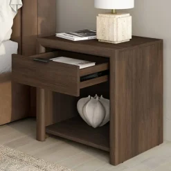 Clara 24" Rectangular Nightstand in Brown Oak