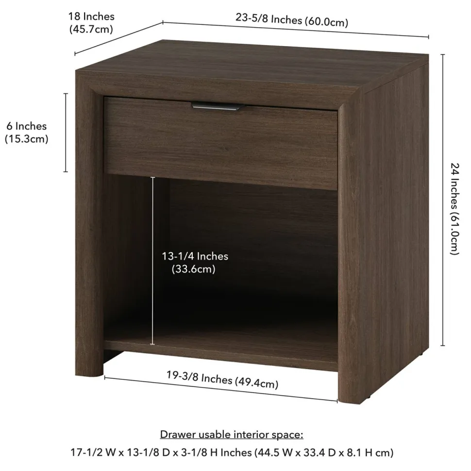 Clara 24" Rectangular Nightstand in Brown Oak