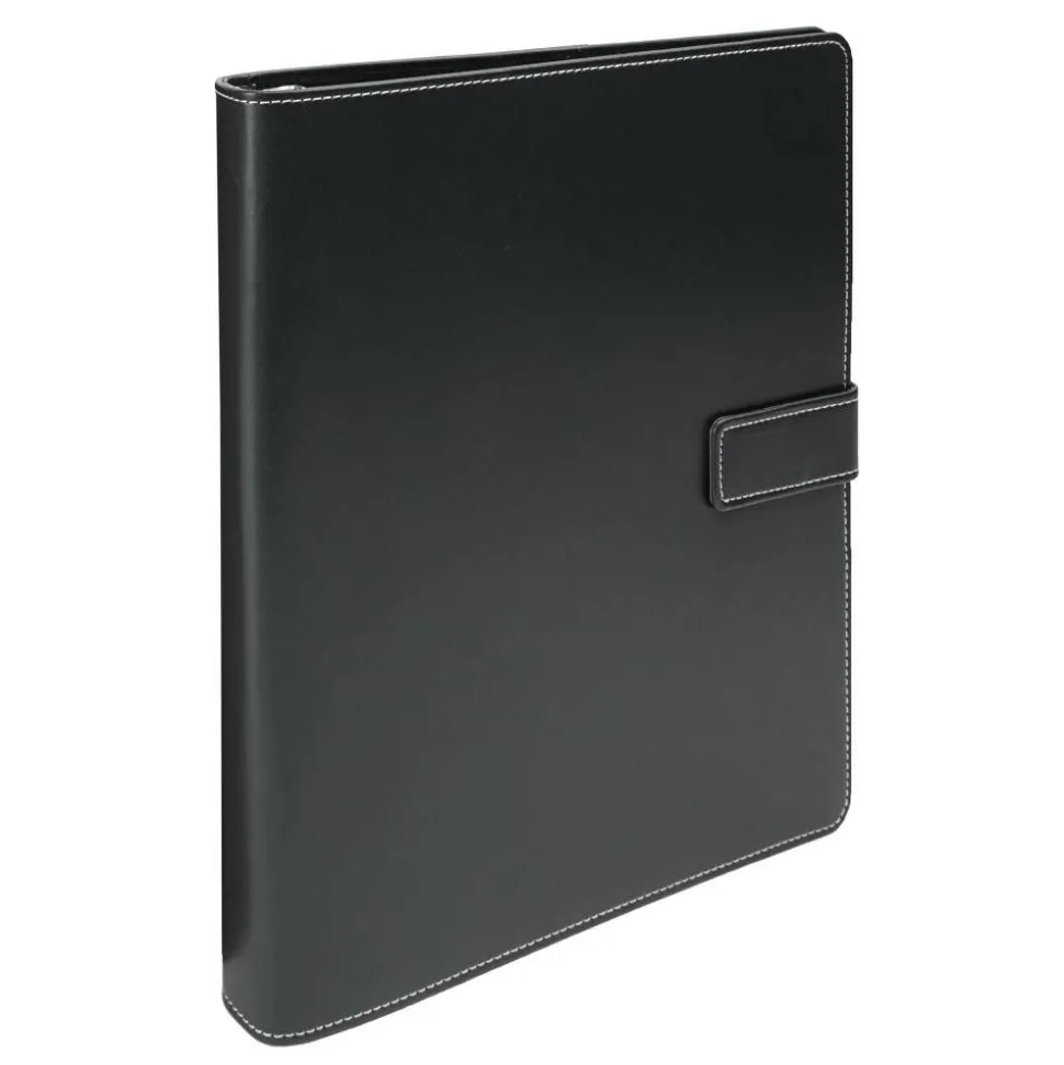 Classic Style Magnetic Strap 3-Ring Binder, 1" Round Rings, Black