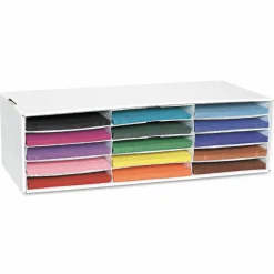 Classroom Keepers Corrugated Construction Paper Storage Unit, For 9" x 12" Sheets, 15-Slots, White