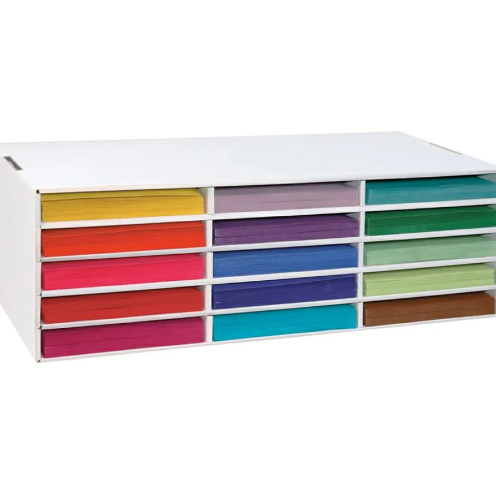Classroom Keepers Corrugated Construction Paper Storage Unit, For 9" x 12" Sheets, 15-Slots, White