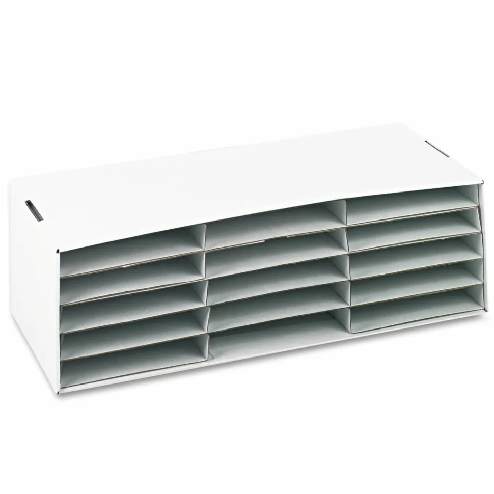 Classroom Keepers Corrugated Construction Paper Storage Unit, For 9" x 12" Sheets, 15-Slots, White