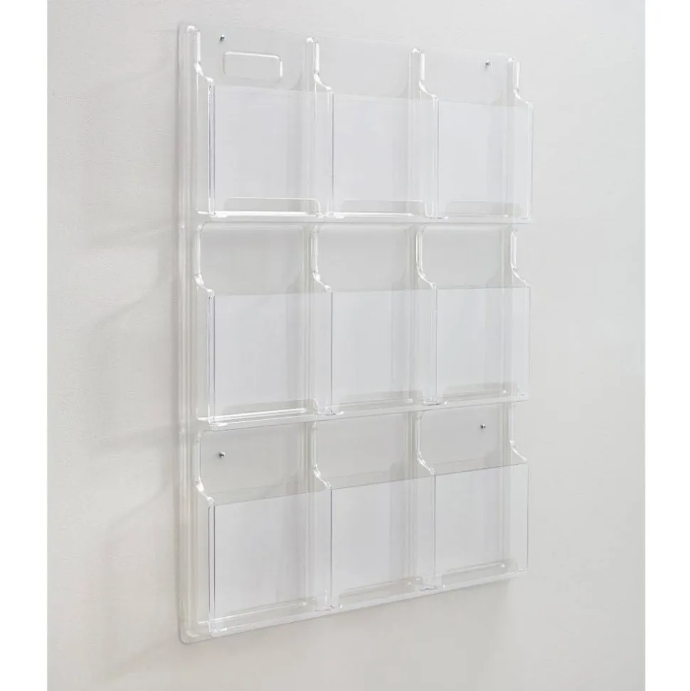 Clear Literature Rack, Magazine, 9 Pockets