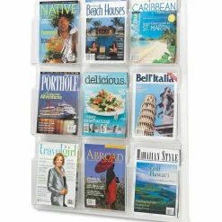 Clear Literature Rack, Magazine, 9 Pockets