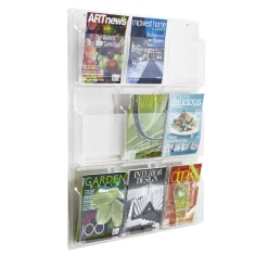 Clear Literature Rack, Magazine, 9 Pockets