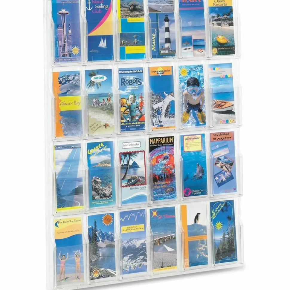 Clear Literature Rack, Pamphlet, 24 Pockets
