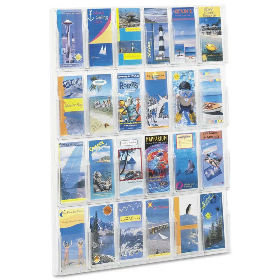 Clear Literature Rack, Pamphlet, 24 Pockets