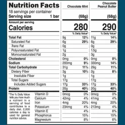 CLIF Bar Builders Protein Bar, Variety Pack, Chocolate Mint/Chocolate Peanut Butter, 2.4 oz Bar, 18 Bars/Box