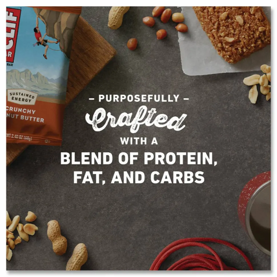 Clif Bar Crunchy Peanut Butter Energy Bar - Individually Wrapped - Peanut Butter - 2.40 oz - 12 / Box