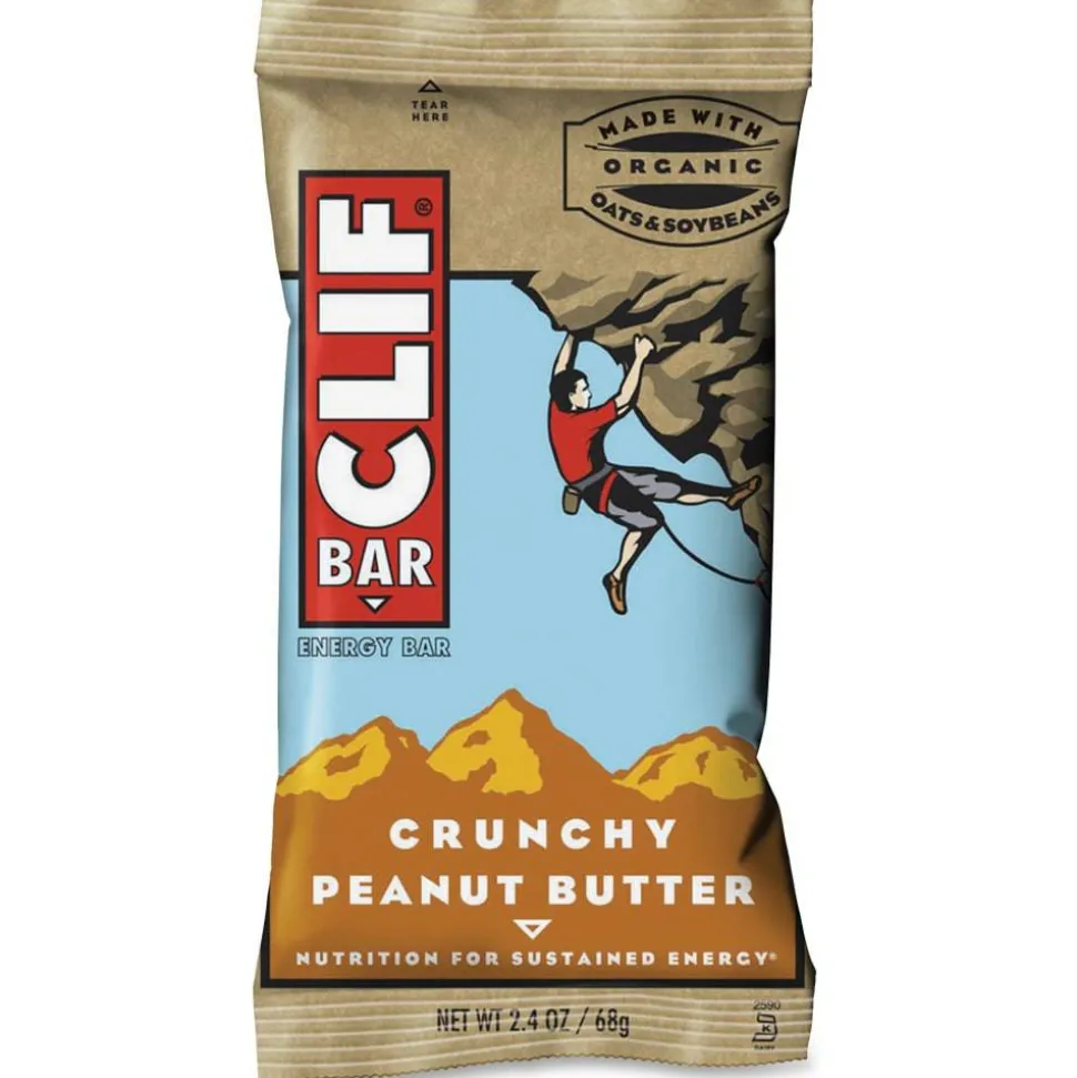 Clif Bar Crunchy Peanut Butter Energy Bar - Individually Wrapped - Peanut Butter - 2.40 oz - 12 / Box
