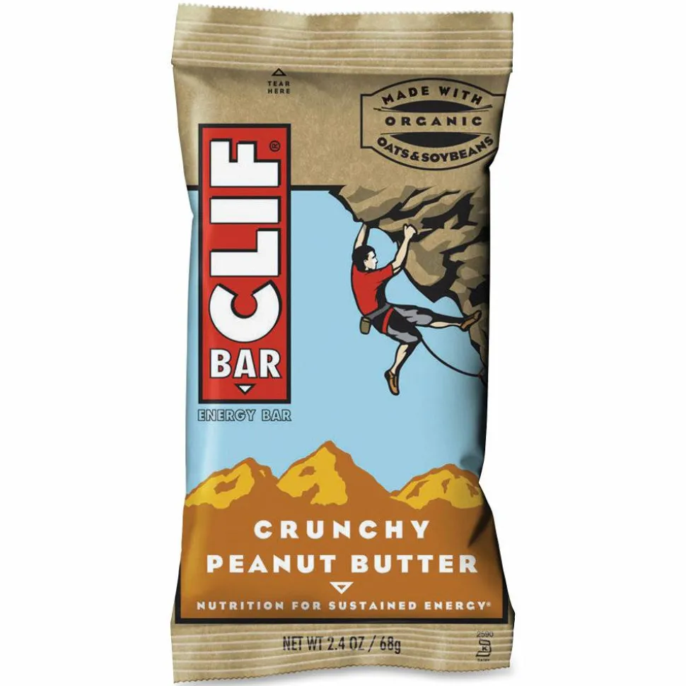 Clif Bar Crunchy Peanut Butter Energy Bar - Individually Wrapped - Peanut Butter - 2.40 oz - 12 / Box