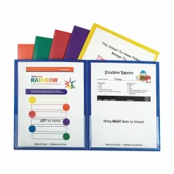 C-Line Classroom Connector Folders, Accommodates 11 x 8.5 Sheets, Clear/Assorted Colors, 6/Pack