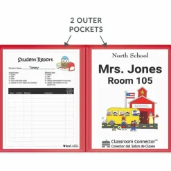 C-Line Classroom Connector Folders, Accommodates 11 x 8.5 Sheets, Clear/Assorted Colors, 6/Pack