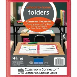 C-Line Classroom Connector Folders, Accommodates 11 x 8.5 Sheets, Clear/Assorted Colors, 6/Pack