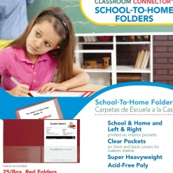 C-Line Classroom Connector School-To-Home Folders, 8-1/2" x 11", Red, Box Of 25 Folders