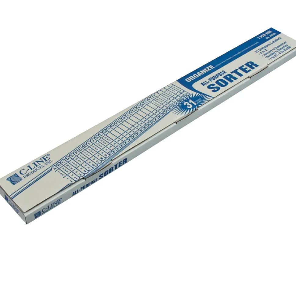 C-Line All-Purpose Plastic Sorter, 2 1/2" x 23 1/2" x 3/4", Blue/Gray