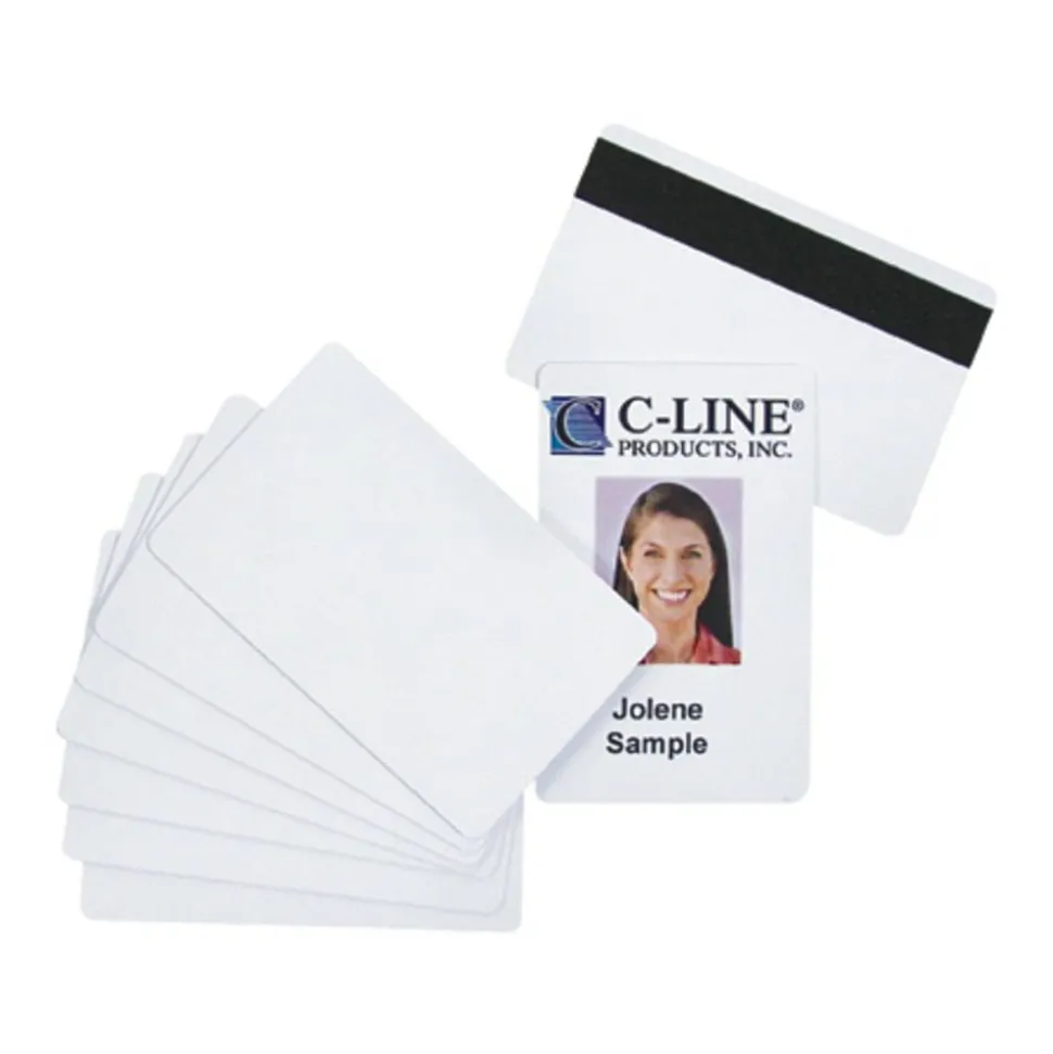 C-Line GraphicS quality video grade - Polyvinyl chloride (PVC) - white - 2.1 in x 3.4 in 100 card(s) name badge cards