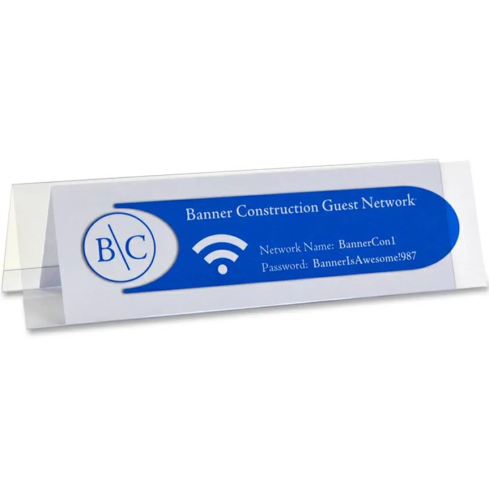 C-Line Heavyweight Rigid Plastic Name Tent Holder - Medium Size, 2-1/2 x 8-1/2, 25/BX, 87597