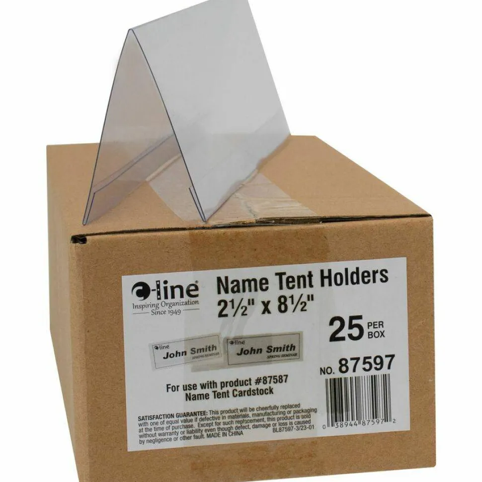 C-Line Heavyweight Rigid Plastic Name Tent Holder - Medium Size, 2-1/2 x 8-1/2, 25/BX, 87597