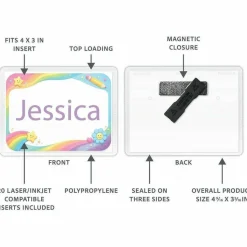 C-Line Magnetic Name Badge Holder Kit, Horizontal, 4w x 3h, Clear, 20/Box