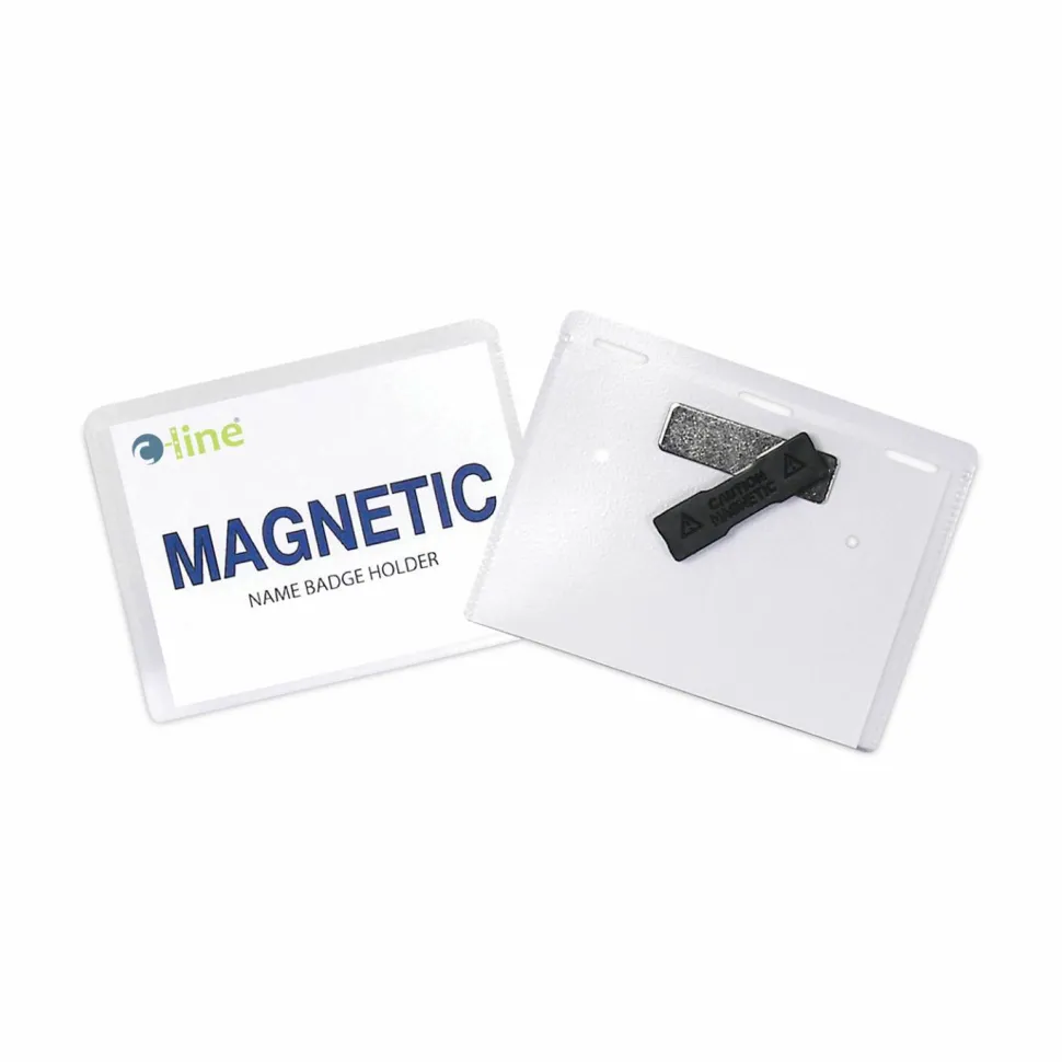 C-Line Magnetic Name Badge Holder Kit, Horizontal, 4w x 3h, Clear, 20/Box