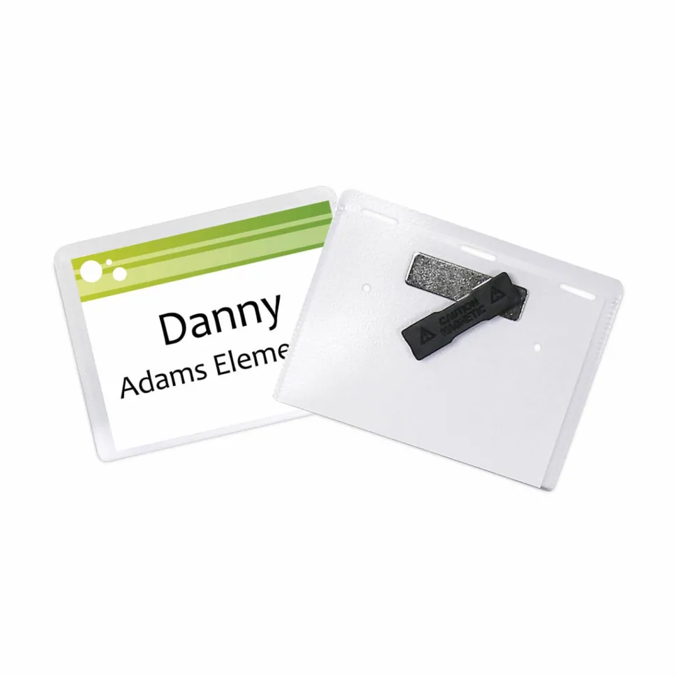 C-Line Magnetic Name Badge Holder Kit, Horizontal, 4w x 3h, Clear, 20/Box
